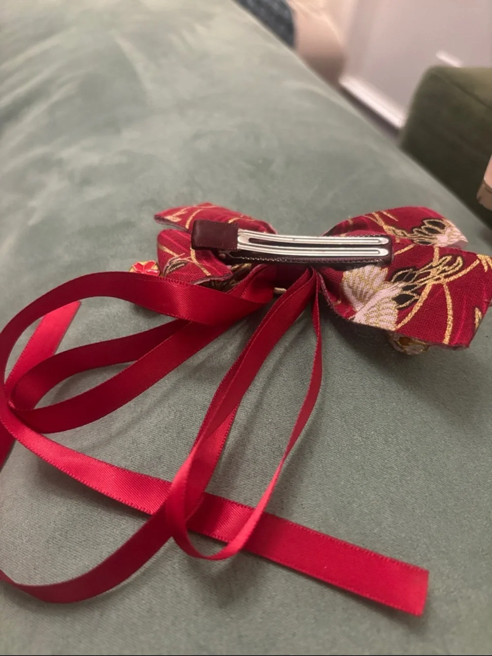 Red Ribbon Fox/cat Bow Hair Clip